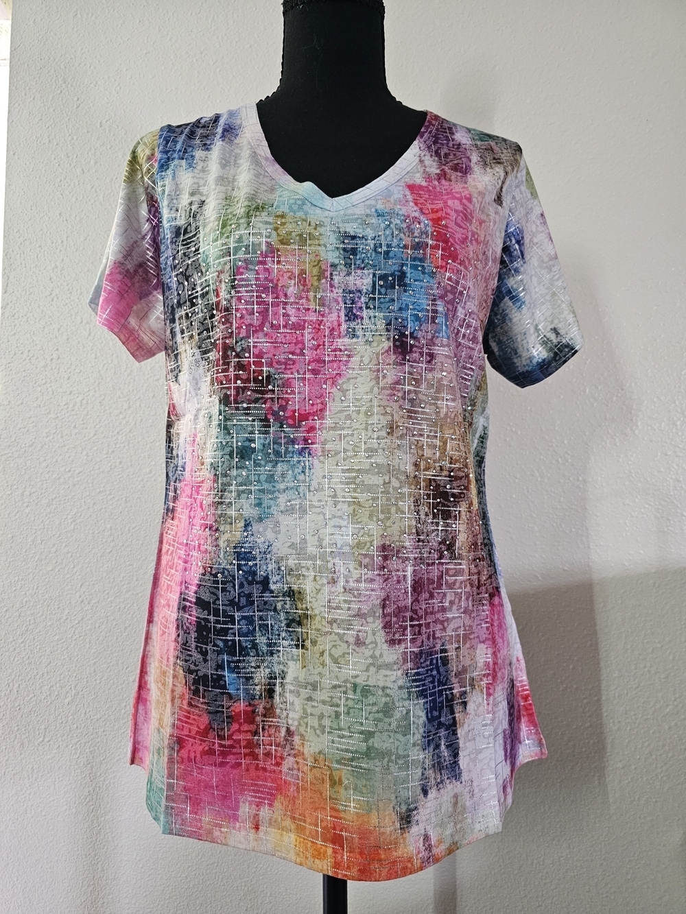 Oasis Multicolor Abstract Print Short Sleeve Tee